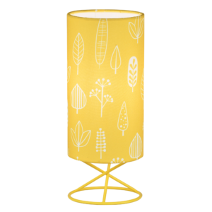 Stolná lampa, kov/žlté textilné tienidlo, AVAM