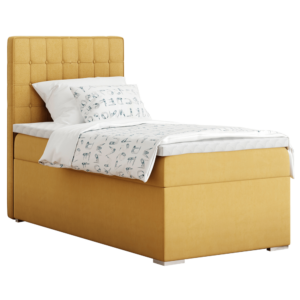 Boxspringová posteľ, jednolôžko, horčicová, 80×200, ľavá, TERY