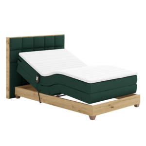 Elektrická polohovacia posteľ, boxspring, zelená/dub artisan, 120×200, TIANA